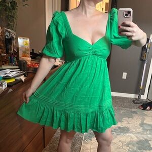 Gianni Bini Emerald Puff Sleeve Mini Dress